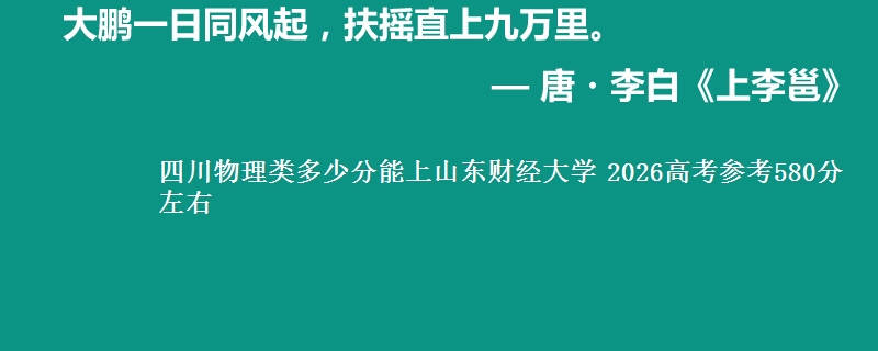 四川物理类多少分能上山东财经大学 2026高考参考580分左右