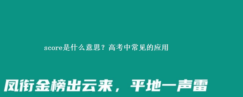score是什么意思？高考中常见的应用