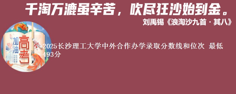 2025长沙理工大学中外合作办学录取分数线和位次 最低493分
