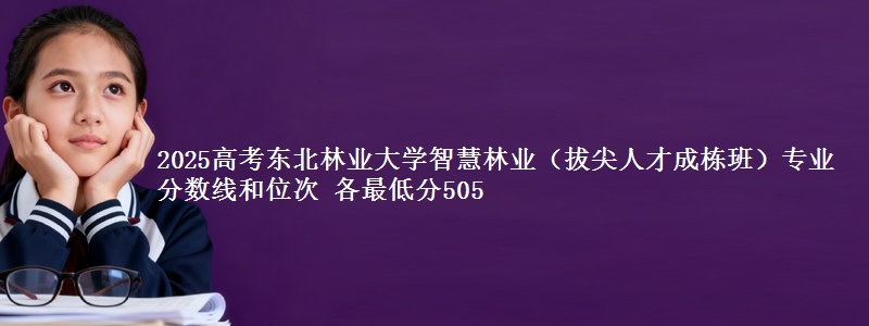 2025高考东北林业大学智慧林业（拔尖人才成栋班）专业分数线和位次 各最低分505