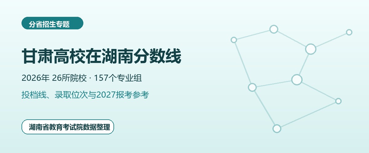 甘肃高校2026年在湖南招生专业组分数线和位次题图