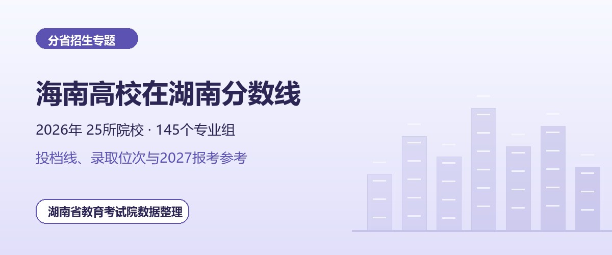 海南高校2026年在湖南招生专业组分数线和位次题图