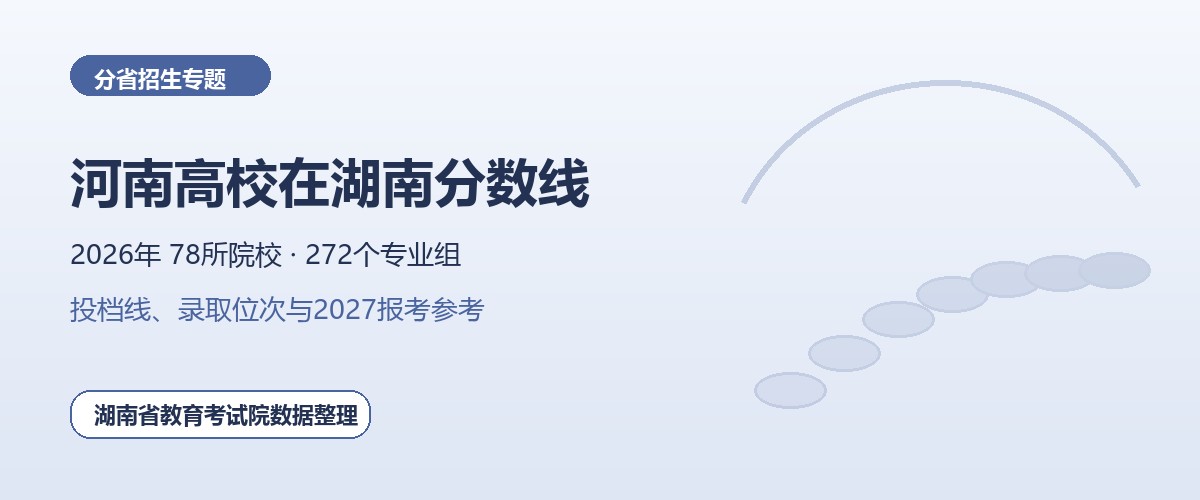 河南高校2026年在湖南招生专业组分数线和位次题图