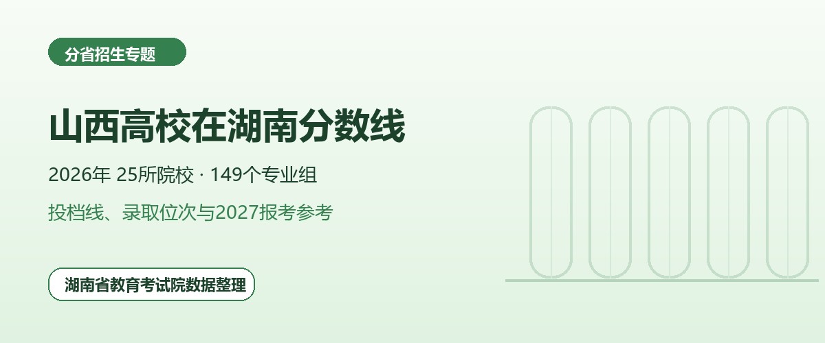 山西高校2026年在湖南招生专业组分数线和位次题图
