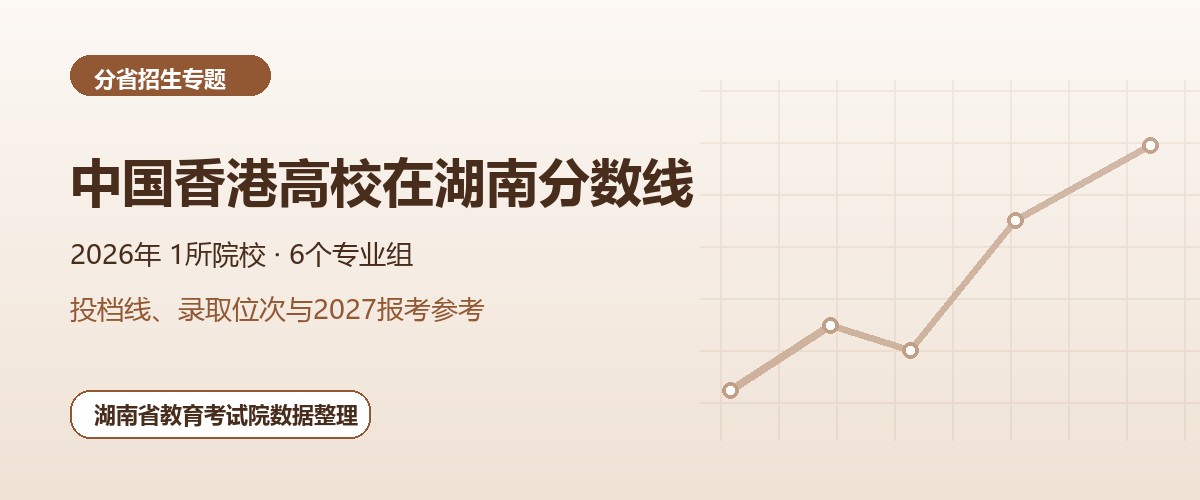 中国香港高校2026年在湖南招生专业组分数线和位次题图