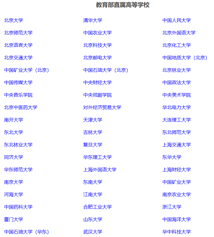 教育部直属的大学由75所