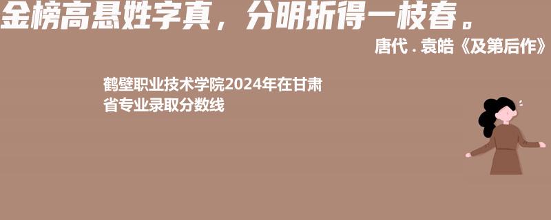 鹤壁职业技术学院2024年在甘肃省专业录取分数线