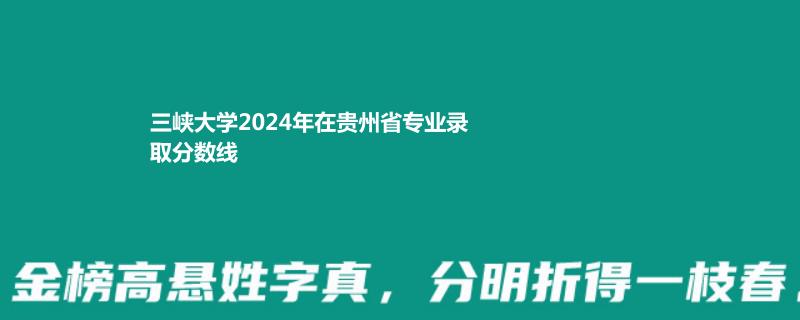 三峡大学2024年在贵州省专业录取分数线