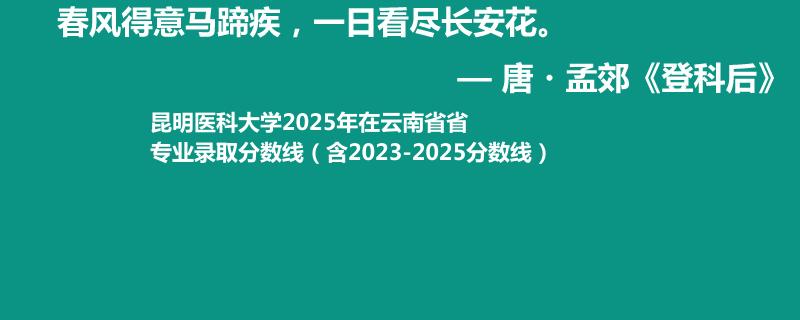 2025昆明医科大学03组有哪些专业 最低多少分
