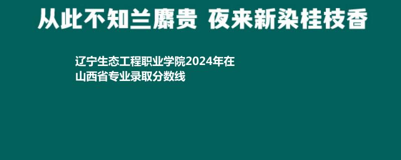 辽宁生态工程职业学院2024年在山西专业录取分数线