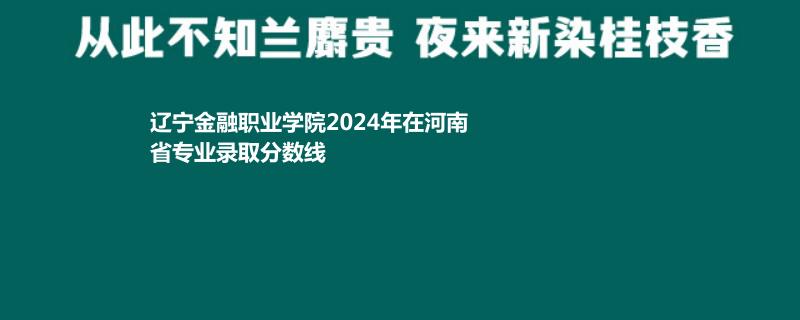 辽宁金融职业学院2024年在河南省专业录取分数线